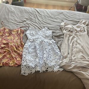 Floral and Lace Dresses Trio